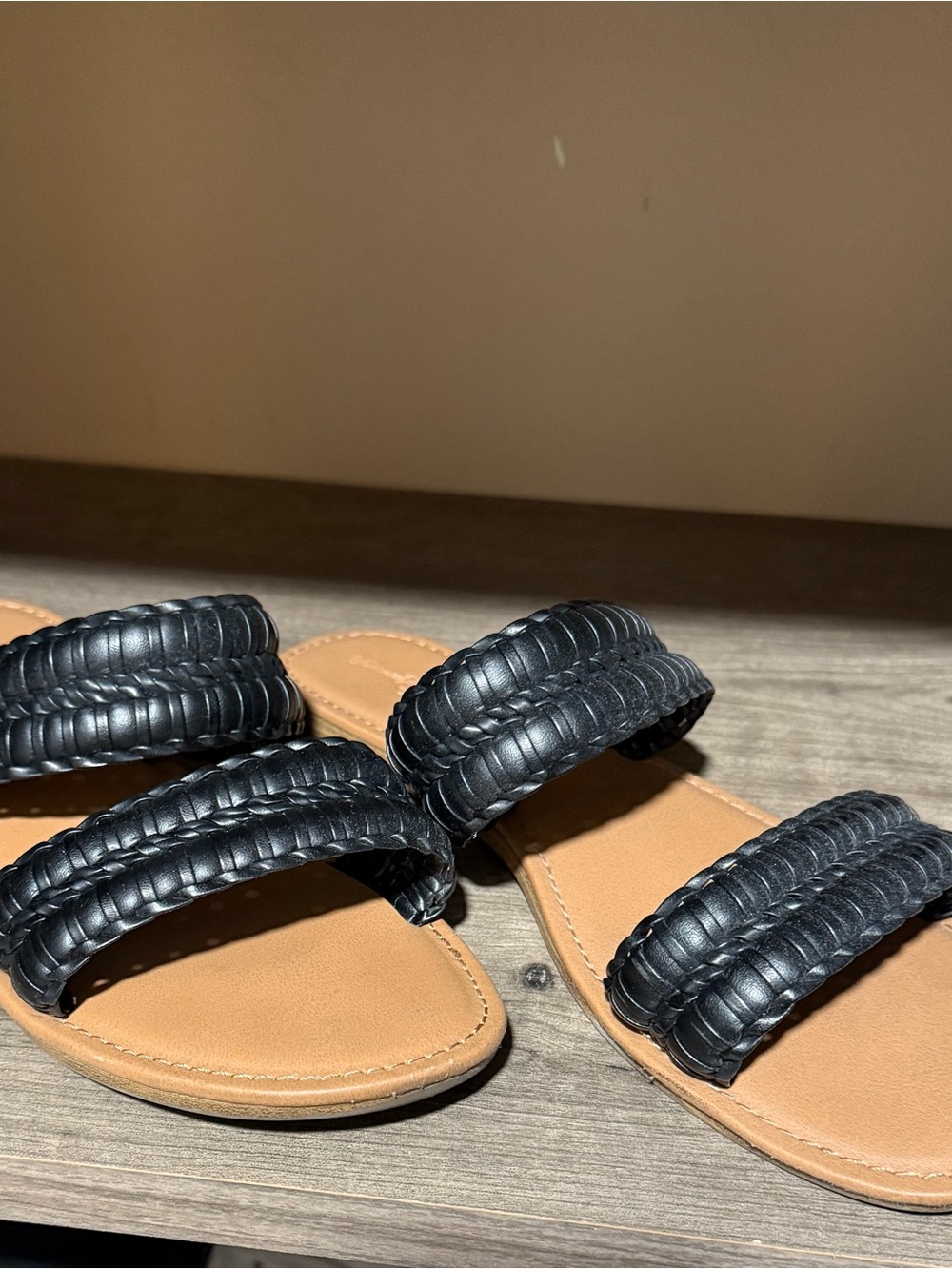 Target Black Triple-Strap Braided Slide Sandals